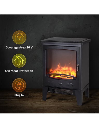 HOMCOM Electric Heater with Artificial Flame Effect, Black 820-164
