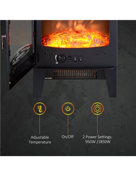 HOMCOM Electric Heater with Artificial Flame Effect, Black 820-164 - pic 28396 | FastDaddyshop
