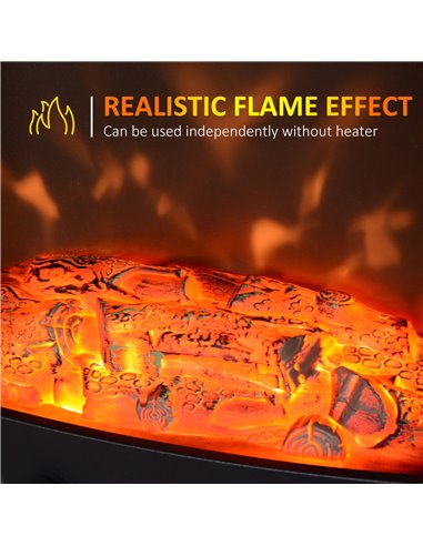 HOMCOM Electric Heater Freestanding Fireplace Artificial Flame Effect w/ Safety Thermostat 950w/1850W Tempered Glass Casing