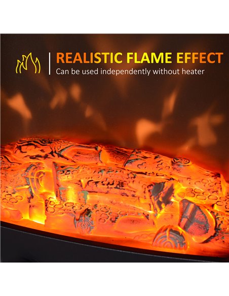 HOMCOM Electric Heater Freestanding Fireplace Artificial Flame Effect w/ Safety Thermostat 950w/1850W Tempered Glass Casing - pic 28397 | FastDaddyshop