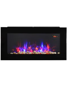 HOMCOM 1000W/2000W LED Electric Fireplace w/ Automatic Function Remote Faux Flame Wall Home Heater Backlight Timer Sleek Stylish