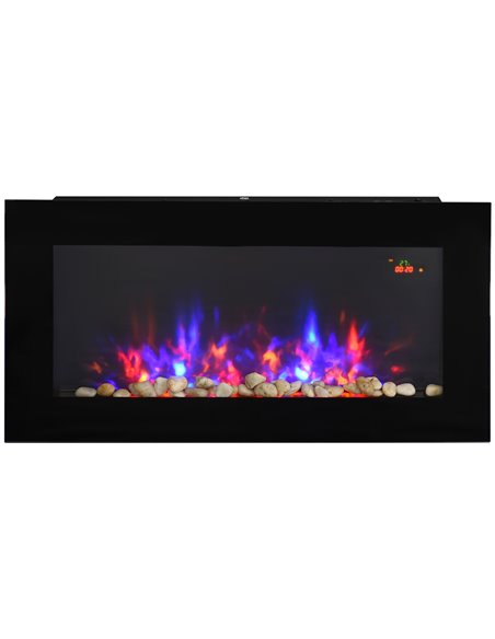 HOMCOM 1000W/2000W LED Electric Fireplace w/ Automatic Function Remote Faux Flame Wall Home Heater Backlight Timer Sleek Stylish - pic 28401 | FastDaddyshop