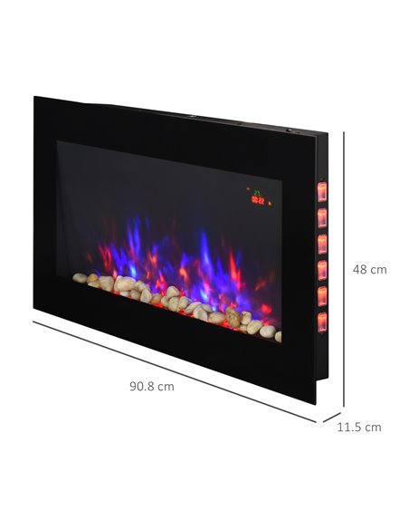 HOMCOM 1000W/2000W LED Electric Fireplace w/ Automatic Function Remote Faux Flame Wall Home Heater Backlight Timer Sleek Stylish - pic 28403 | FastDaddyshop