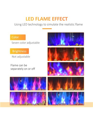 HOMCOM 1000W/2000W LED Electric Fireplace w/ Automatic Function Remote Faux Flame Wall Home Heater Backlight Timer Sleek Stylish