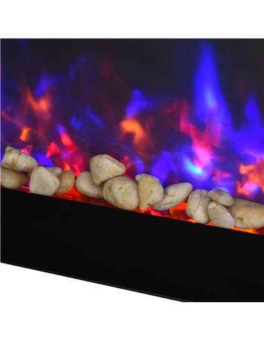 HOMCOM 1000W/2000W LED Electric Fireplace w/ Automatic Function Remote Faux Flame Wall Home Heater Backlight Timer Sleek Stylish