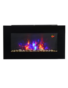 HOMCOM 1000W Wall Mounted Tempered Glass Electric Fireplace Heater Wall Fires Black