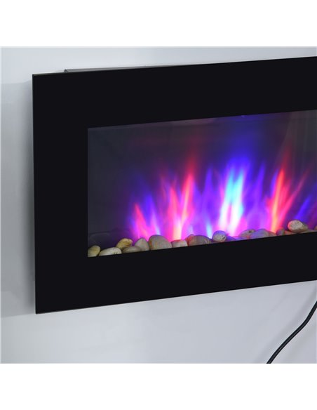 HOMCOM 1000W Wall Mounted Tempered Glass Electric Fireplace Heater Wall Fires Black - pic 28415 | FastDaddyshop
