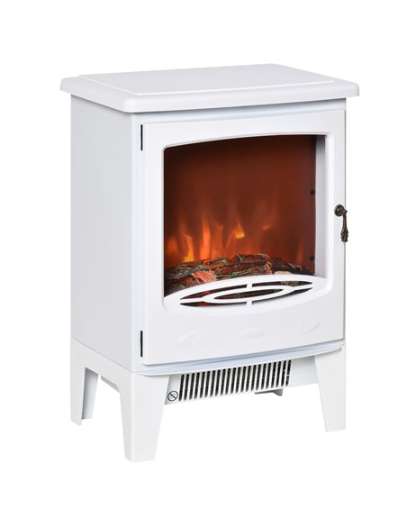 HOMCOM Electric Fireplace Stove, Free standing Fireplace Heater with Realistic Flame Effect, 900W/1800W, White - pic 28437 | FastDaddyshop