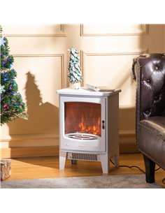 HOMCOM Electric Fireplace Stove, Free standing Fireplace Heater with Realistic Flame Effect, 900W/1800W, White 2
