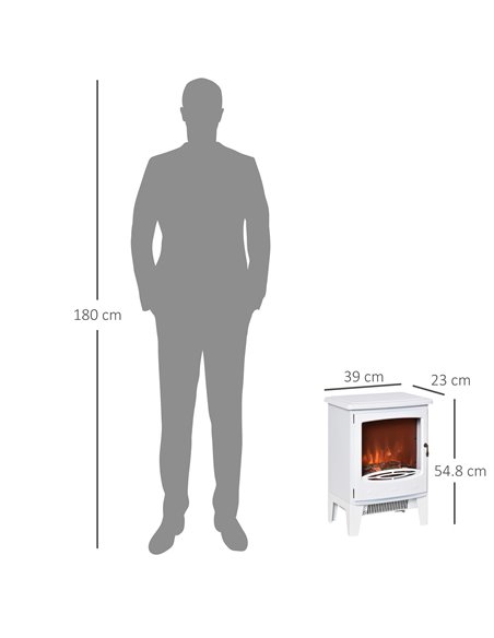 HOMCOM Electric Fireplace Stove, Free standing Fireplace Heater with Realistic Flame Effect, 900W/1800W, White - pic 28439 | FastDaddyshop