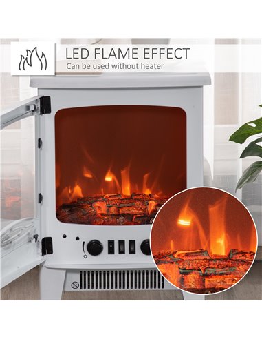 HOMCOM Electric Fireplace Stove, Free standing Fireplace Heater, White 820-193V70WT