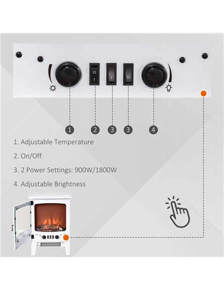 HOMCOM Electric Fireplace Stove, Free standing Fireplace Heater, White 820-193V70WT - pic 28441 | FastDaddyshop
