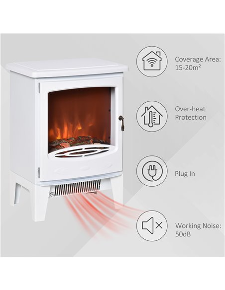HOMCOM Electric Fireplace Stove, Free standing Fireplace Heater with Realistic Flame Effect, 900W/1800W, White - pic 28442 | FastDaddyshop