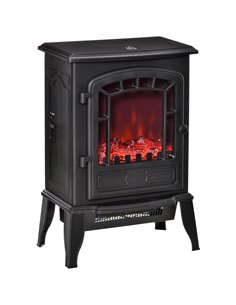 HOMCOM Free standing Electric Fireplace Stove, Fireplace Heater with Realistic Flame Effect, 1000W/2000W, Black