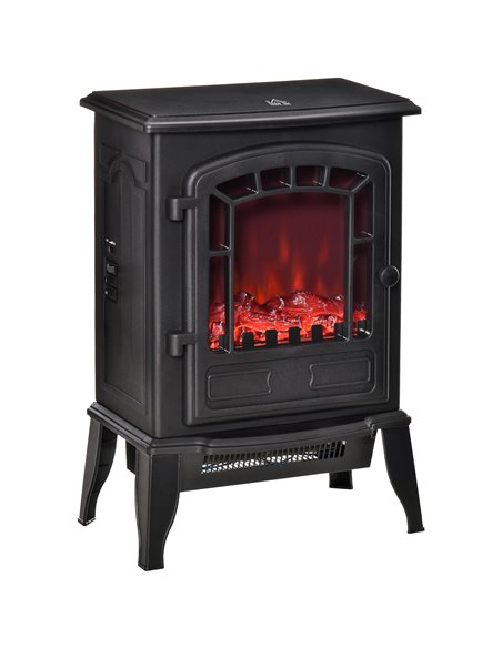 HOMCOM Free standing Electric Fireplace Stove, Fireplace Heater with Realistic Flame Effect, 1000W/2000W, Black - pic 28446 | FastDaddyshop