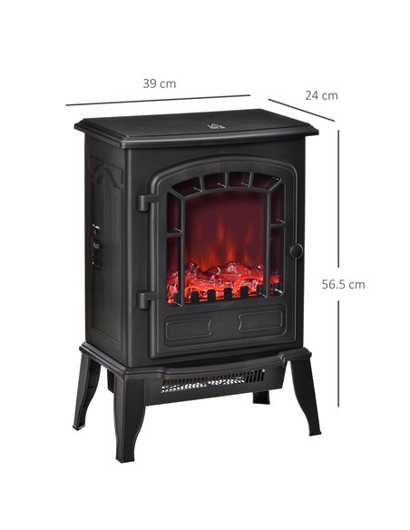 HOMCOM Free standing Electric Fireplace Stove, Fireplace Heater with Realistic Flame Effect, 1000W/2000W, Black - pic 28448 | FastDaddyshop
