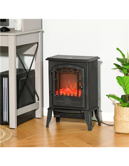 HOMCOM Free standing Electric Fireplace Stove, Fireplace Heater with Realistic Flame Effect, 1000W/2000W, Black - pic 28452 | FastDaddyshop