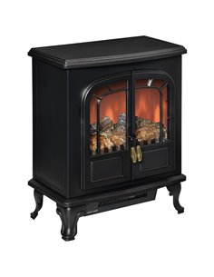 HOMCOM Electric Fireplace Stove Heater with LED Fire Flame Effect, Overheat Protection, 1000W/2000W, Black