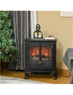 HOMCOM Electric Fireplace Stove Heater with LED Fire Flame Effect, Overheat Protection, 1000W/2000W, Black 2