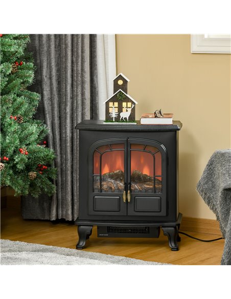 HOMCOM Electric Fireplace Stove Heater with LED Fire Flame Effect, Overheat Protection, 1000W/2000W, Black - pic 28456 | FastDaddyshop