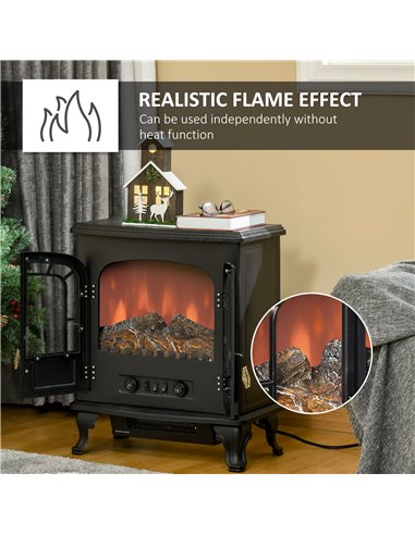 HOMCOM Electric Fireplace Stove Heater, Black, 820-217V70