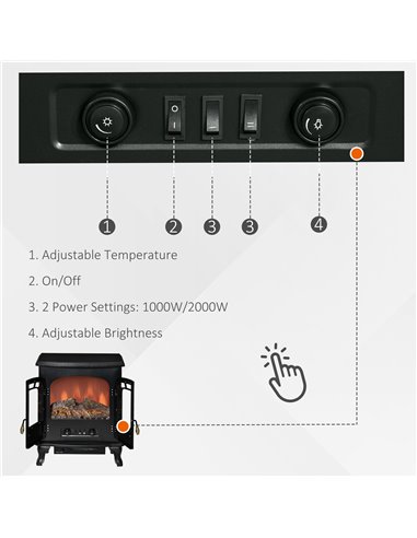 HOMCOM Electric Fireplace Stove Heater, Black, 820-217V70