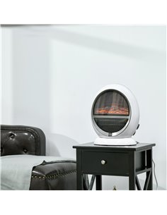 HOMCOM Electric Fireplace Heater with Realistic Flame Effect, Rotatable Head, Overheating Protection, 1500W, White 2