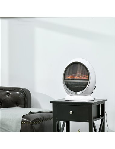 HOMCOM Electric Fireplace Heater with Realistic Flame Effect, Rotatable Head, Overheating Protection, 1500W, White