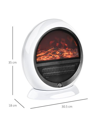 HOMCOM Electric Fireplace Heater with Realistic Flame Effect, White 820-221V70WT