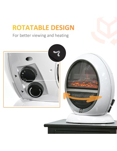 HOMCOM Electric Fireplace Heater with Realistic Flame Effect, White 820-221V70WT