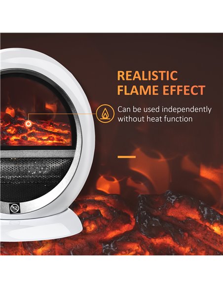 HOMCOM Free standing Electric Fireplace Heater with Realistic Flame Effect, Rotatable Head, Overheating Protection, 1500W, White - pic 28470 | FastDaddyshop
