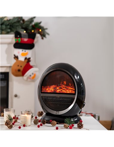 HOMCOM Electric Fireplace Heater with Realistic Flame Effect, Rotatable Head, Overheating Protection, 1500W, Black