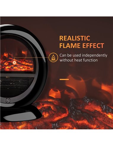 HOMCOM Electric Fireplace Heater with Realistic Flame Effect, Black 820-221V70BK
