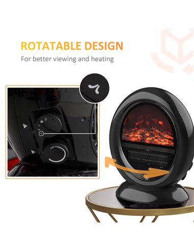 HOMCOM Electric Fireplace Heater with Realistic Flame Effect, Black 820-221V70BK
