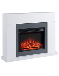 HOMCOM 2000W Electric Fireplace Suite with Remote Control, LED Flame Effect, Overheat Protection, White
