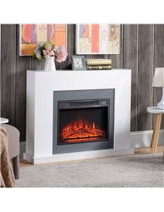 HOMCOM 2000W Electric Fireplace Suite with Remote Control, LED Flame Effect, Overheat Protection, White 2
