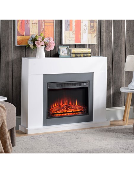 HOMCOM 2000W Electric Fireplace Suite with Remote Control, LED Flame Effect, Overheat Protection, White - pic 28492 | FastDaddyshop