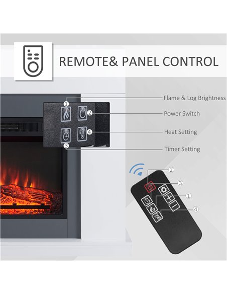 HOMCOM 2000W Electric Fireplace Suite with Remote, White 820-227V70 - pic 28495 | FastDaddyshop