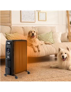 HOMCOM 2720W 11Fin Digital Display Oil Filled Radiator with Three Heat settings, Safety switch, Remote Control, Black 2