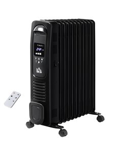 HOMCOM 2720W 11Fin Digital Display Oil Filled Radiator with Three Heat settings, Safety switch, Remote Control, Black