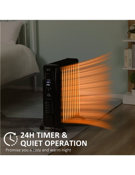 HOMCOM 2720W 11Fin Digital Display Oil Filled Radiator, Black 820-276BK - pic 28530 | FastDaddyshop