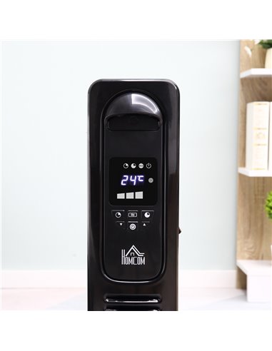 HOMCOM 2720W 11Fin Digital Display Oil Filled Radiator with Three Heat settings, Safety switch, Remote Control, Black