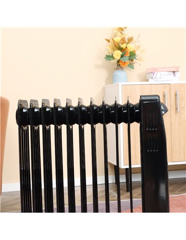 HOMCOM 2720W 11Fin Digital Display Oil Filled Radiator with Three Heat settings, Safety switch, Remote Control, Black