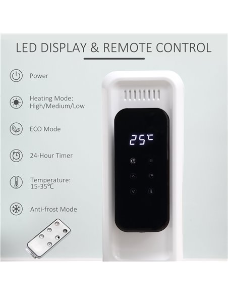 HOMCOM 2180W 9 Fin Oil Filled Radiator with LED Display, White 820-261V70 - pic 28549 | FastDaddyshop