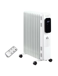 HOMCOM 2720W 11 Fin Oil Filled Radiator with LED Display, 24H Timer, 3 Heat Settings, White