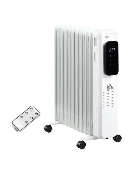 HOMCOM 2720W 11 Fin Oil Filled Radiator with LED Display, 24H Timer, 3 Heat Settings, White - pic 28563 | FastDaddyshop