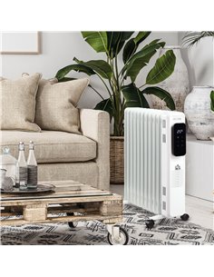 HOMCOM 2720W 11 Fin Oil Filled Radiator with LED Display, 24H Timer, 3 Heat Settings, White 2