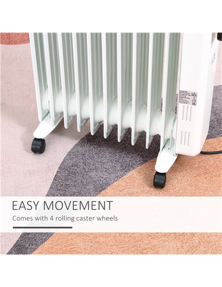 HOMCOM 2720W 11 Fin Oil Filled Radiator with LED Display, 24H Timer, 3 Heat Settings, White - pic 28569 | FastDaddyshop