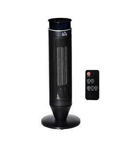 HOMCOM Ceramic Tower Indoor Space Heater 1000W/2000W with Oscillation, Remote Control, Timer, Black