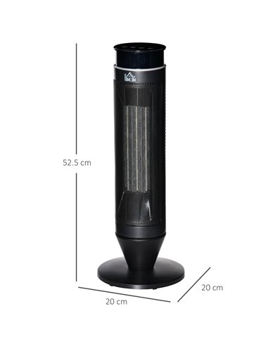 HOMCOM Ceramic Tower Indoor Space Heater 1000W/2000W with Oscillation, Remote Control, Timer, Black